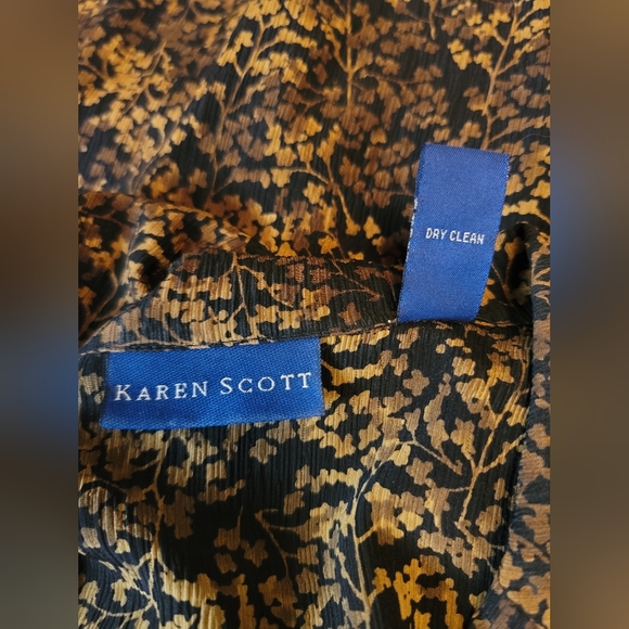 Karen Scott Black and Gold 100% Silk Blouse Size:L - Picture 8 of 8